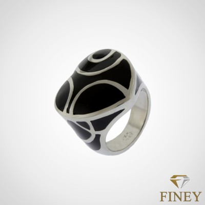 ANILLO DE ACERO INOXIDABLE CORAZON NEGRO COD:1920