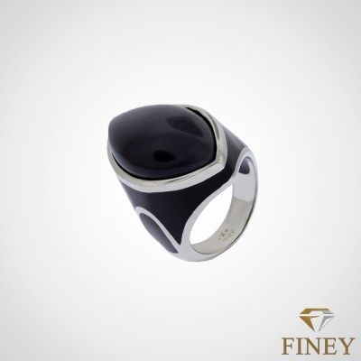 ANILLO DE ACERO INOXIDABLE PIEDRA NEGRA COD:1972